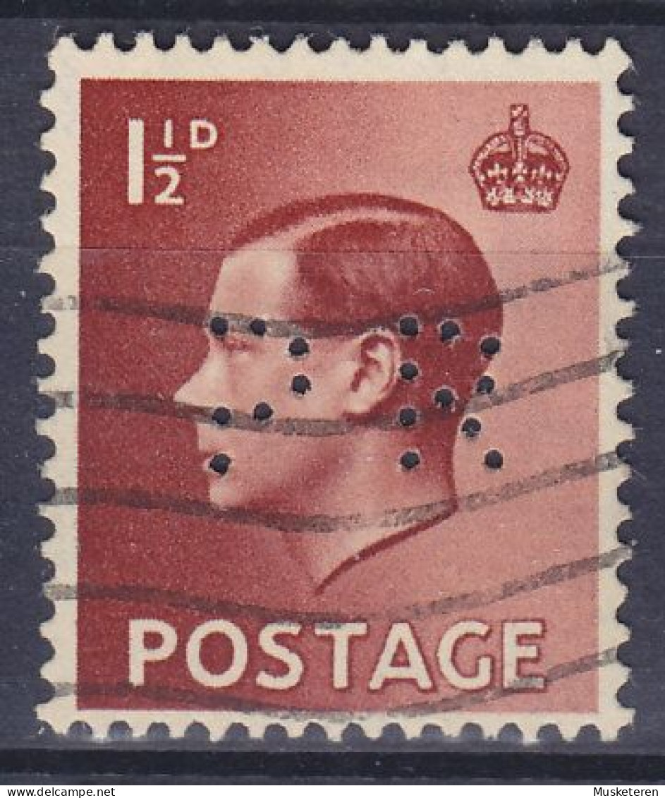 Great Britain Perfin Perforé Lochung 'PR' 1936 Mi. 195 X, Edw. VIII. ERROR Variety Missing Pin In 'P' (2 Scans) - Gezähnt (perforiert)