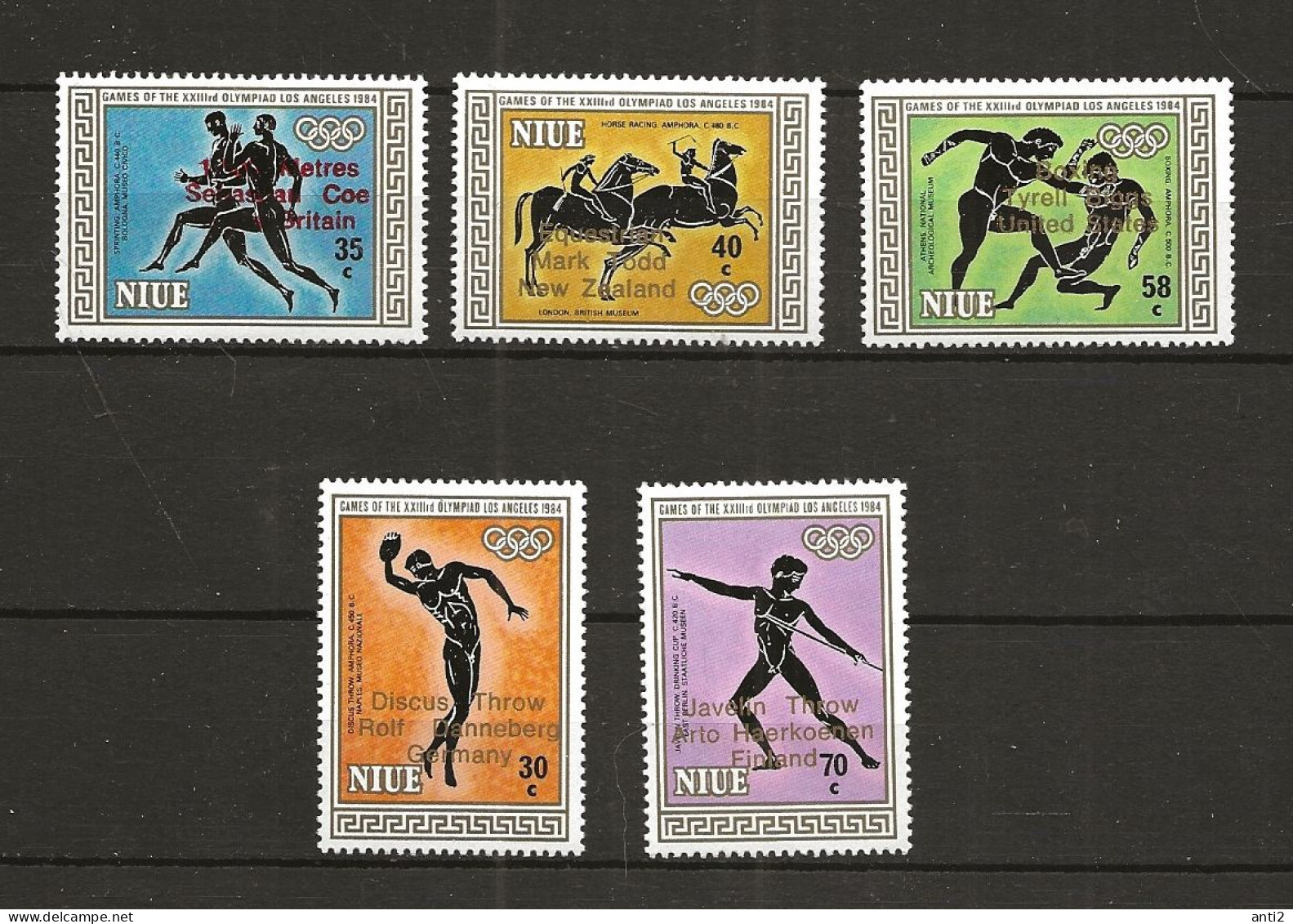Niue 1984  Olympic Summer Games, Los Angeles,  Golden Medal Winners Mi  585-589 MNH(**) - Niue