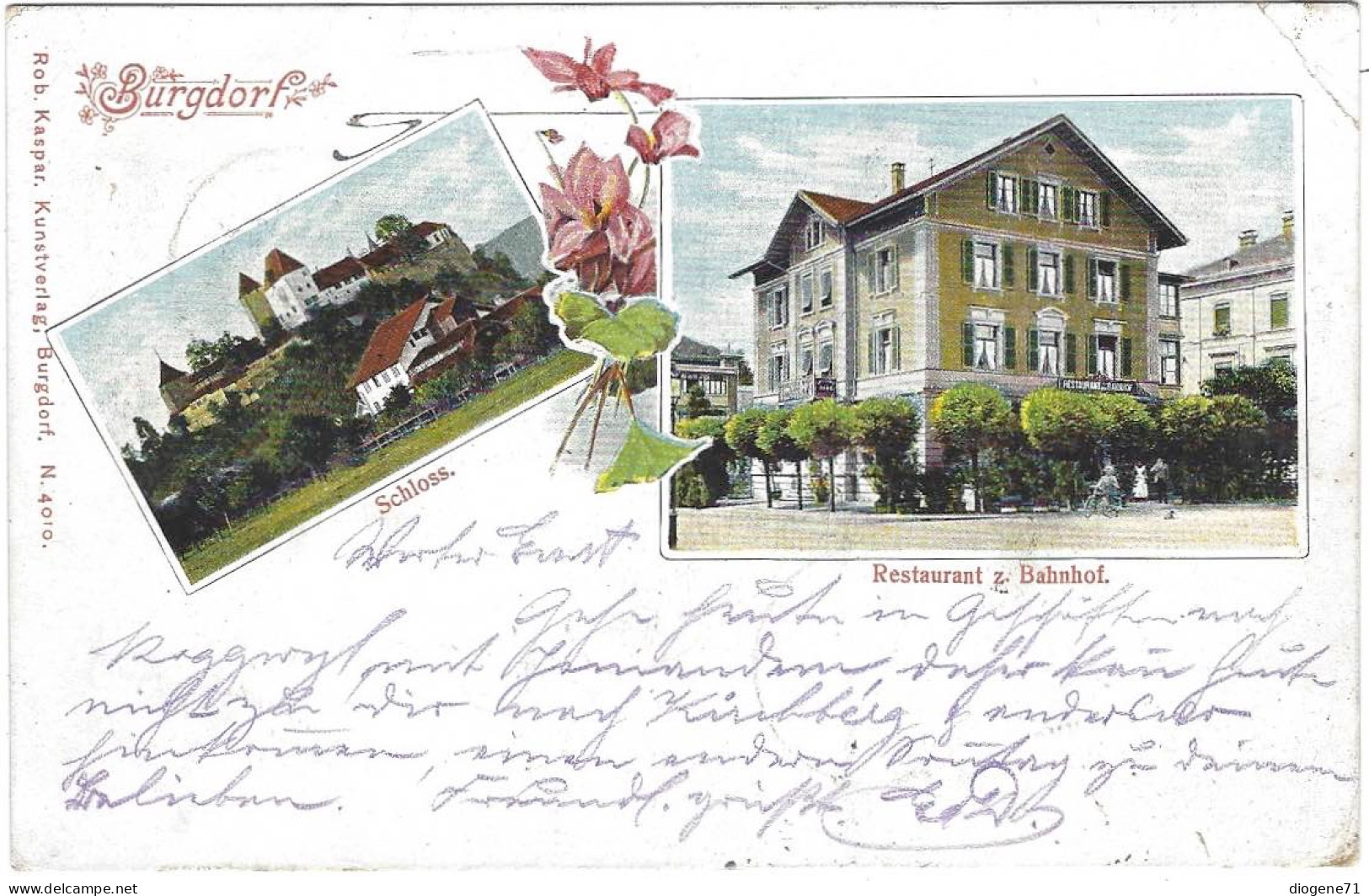 Burgdorf Schloss Restaurant Z. Bahnhof 1907 Litho Selten - Berthoud