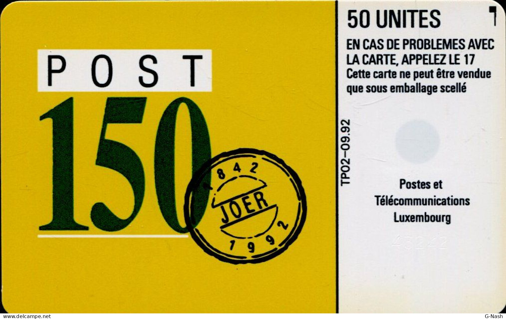 Luxembourg - Pose De Câbles 50u - SC5 09/92 (TP02) - Luxemburgo