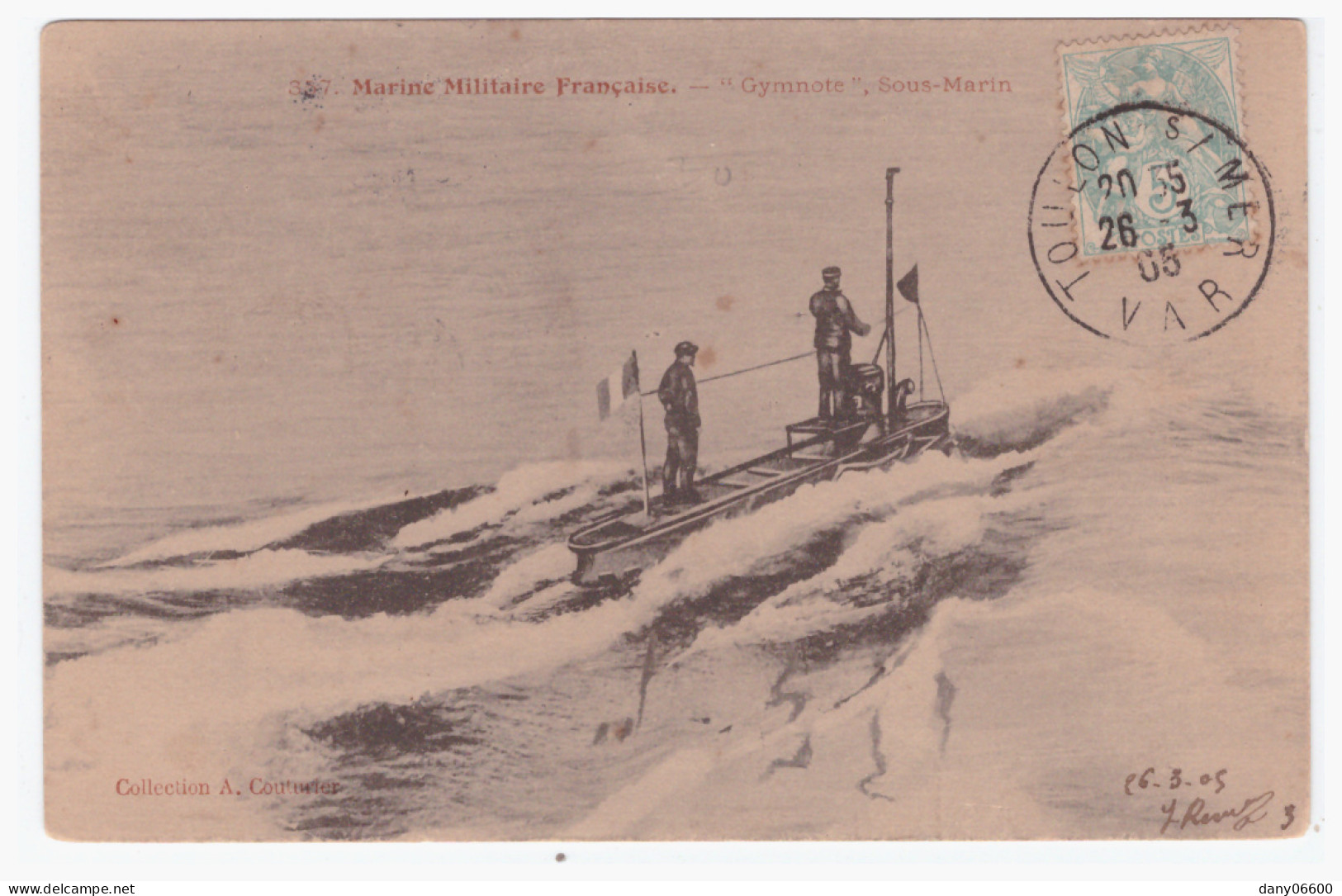 MARINE MILITAIRE FRANCAISE - "GYMNOTE" Sous Marin  (carte Animée) - Sous-marins