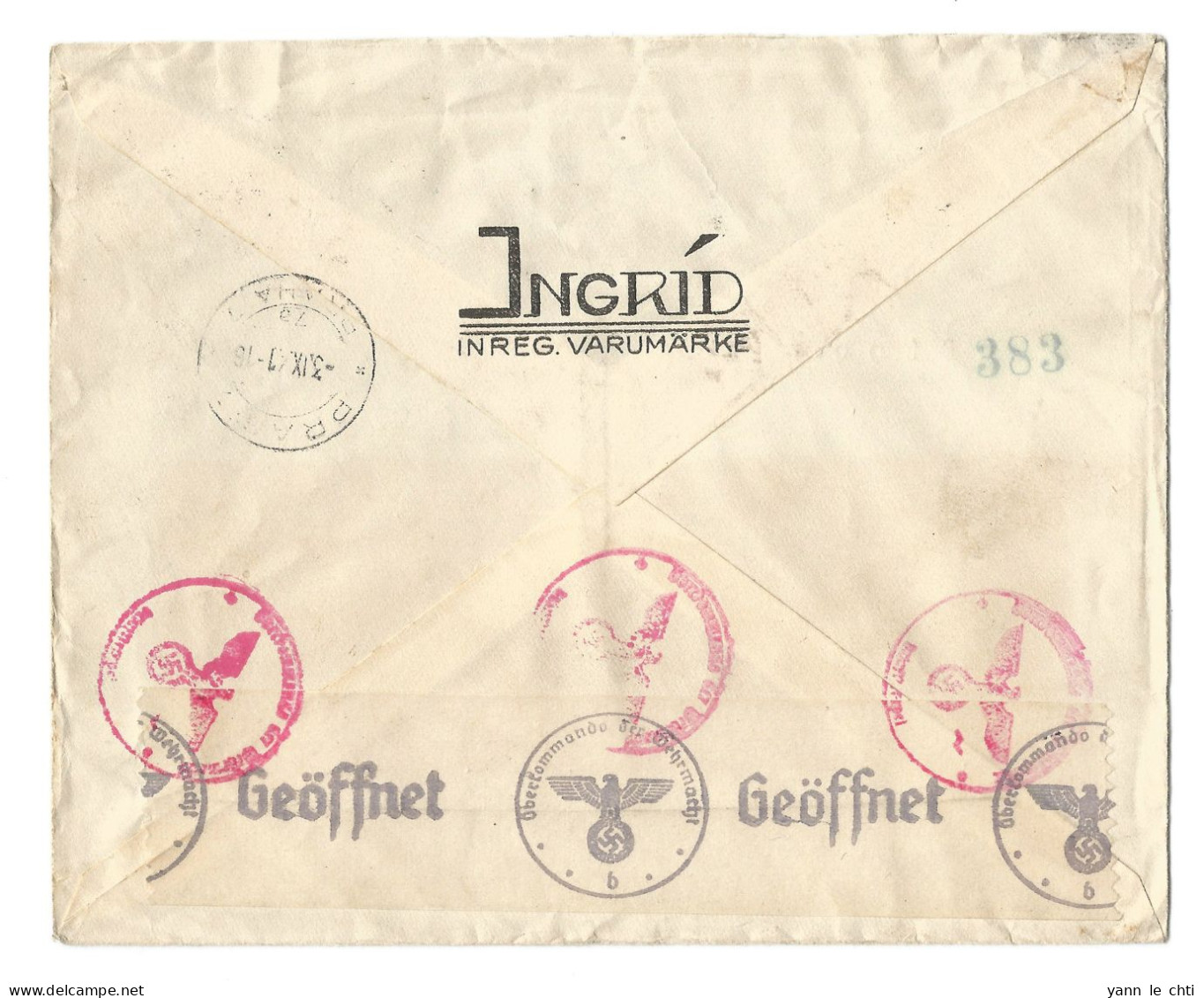 Brief Sverige 1941 Stempel Rot Luftpost 145 Andersson Kumla Nach Praha Prague Geoffnet Censure Oberkommando - Cartas & Documentos