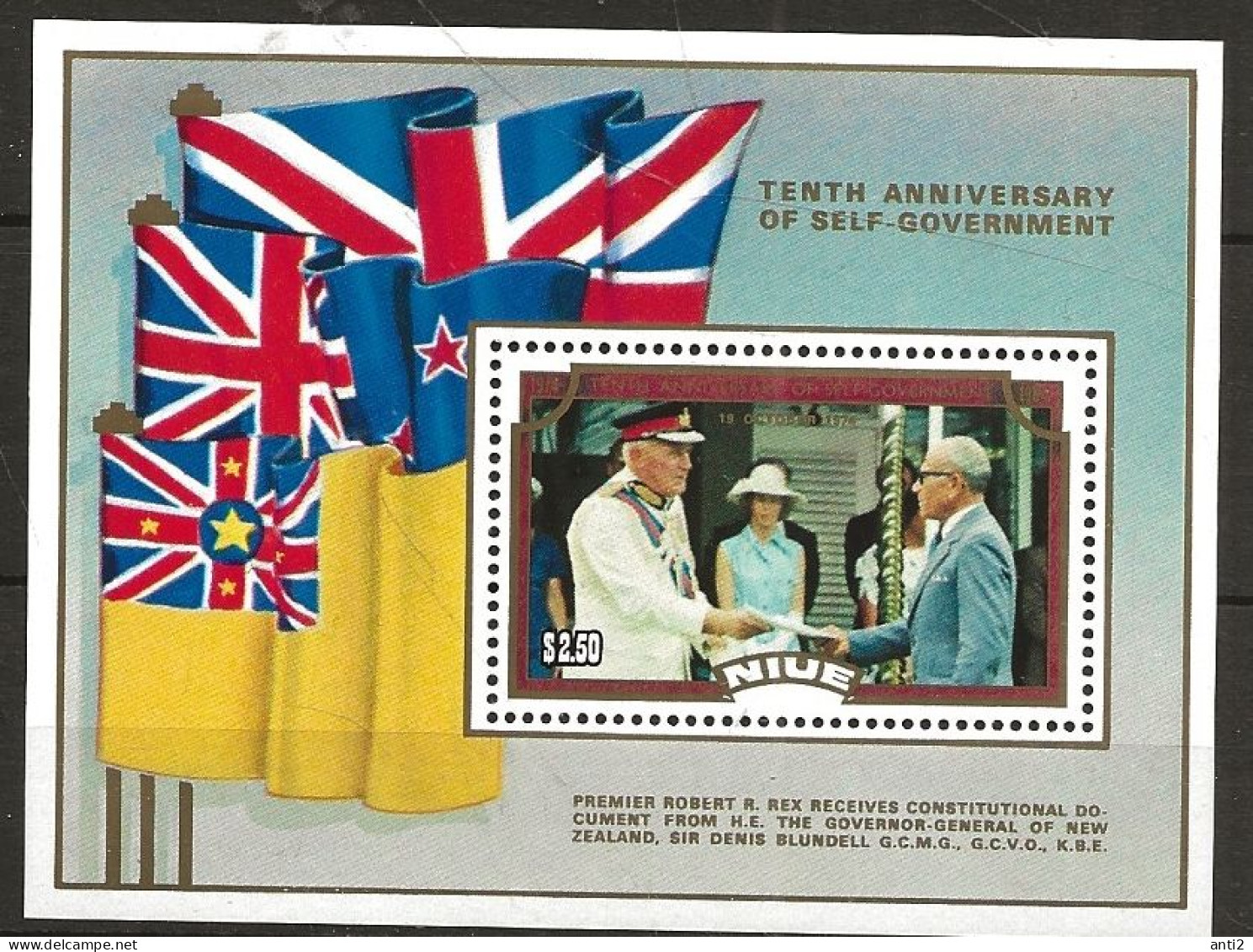 Niue 1984  10 Years Of Self-government,  Denis Blundell, Robert Rex Mi  Bloc 78 MNH(**) - Niue