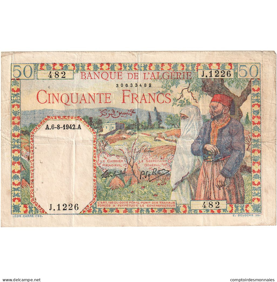 Billet, Algérie, 50 Francs, 1942, 1942-06-08, KM:87, TTB - Algerije