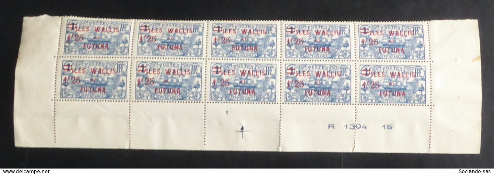 WALLIS ET FUTUNA - 1924-27 - N°YT. 35 - 1f25 Sur 1f Bleu - Bloc De 10 Bord De Feuille - Neuf Luxe** / MNH - Ongebruikt