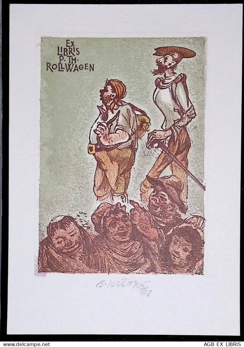 EX LIBRIS BOHUMIL KRATKY Per P. TH. ROLLWAGEN L27bis-F02 Don Quijote QUIXOTE - Exlibris