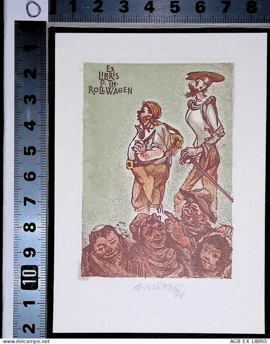 EX LIBRIS BOHUMIL KRATKY Per P. TH. ROLLWAGEN L27bis-F02 Don Quijote QUIXOTE - Exlibris