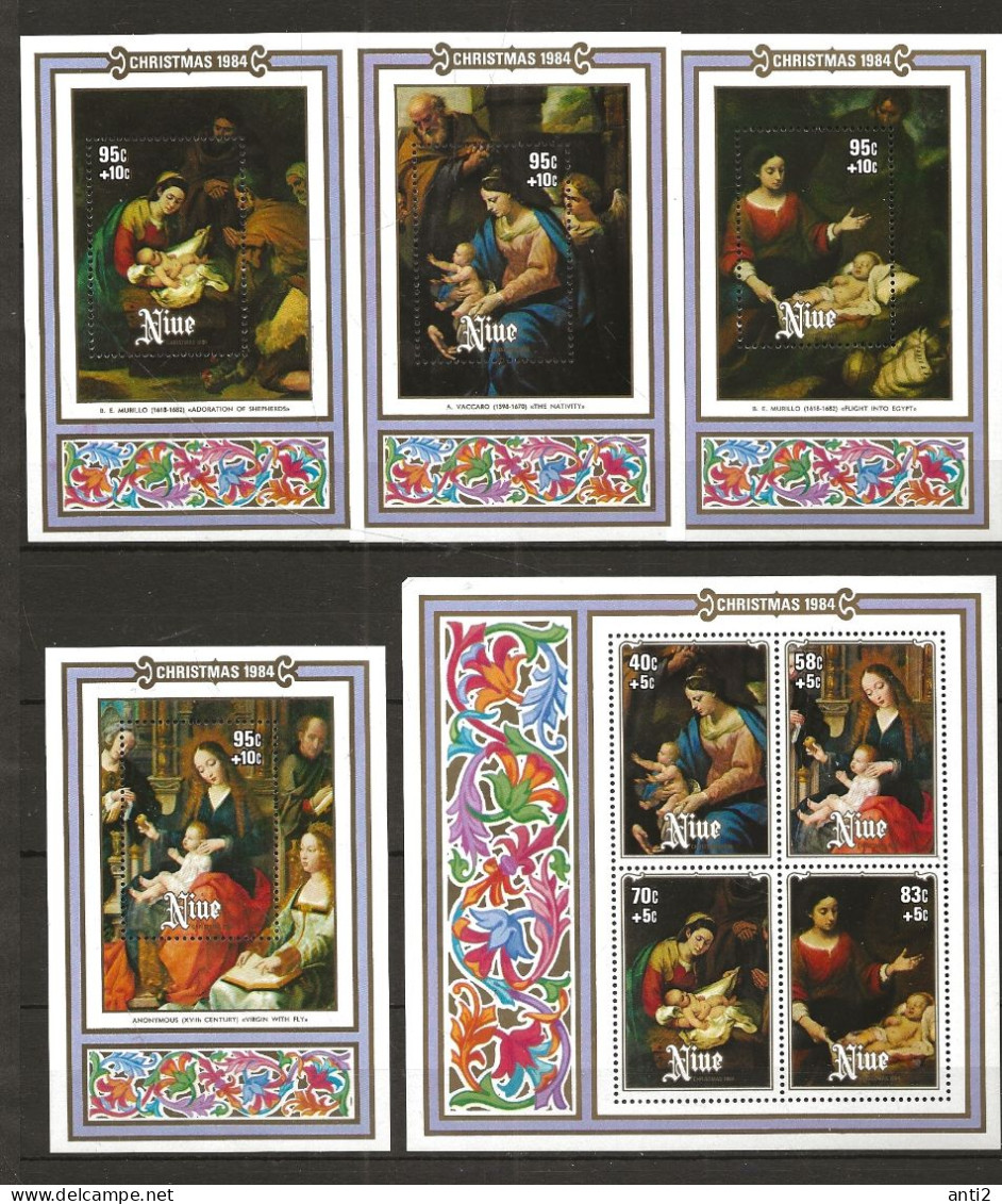 Niue 1984 Christmas, Paintings Mi  Bloc 79-83 MNH(**) - Niue