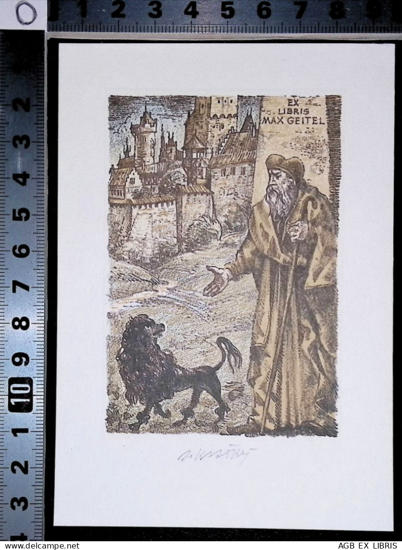 EX LIBRIS BOHUMIL KRATKY Per MAX GEITEL L27bis-F02 FAUST UND PUDEL MOTIV 3 - Ex Libris