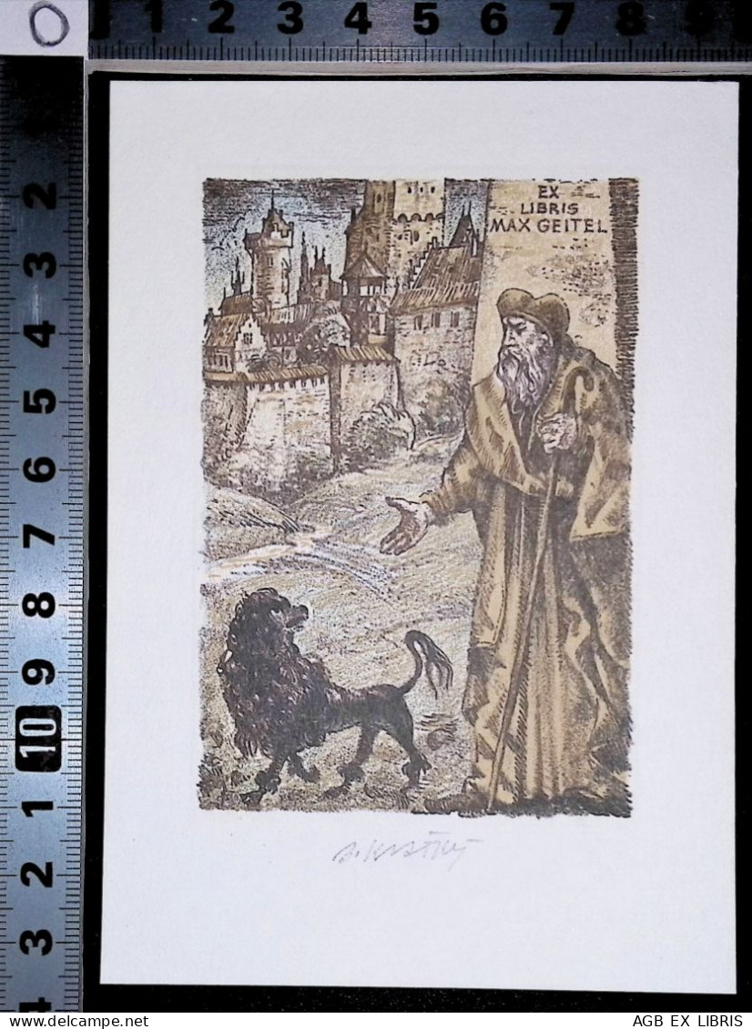 EX LIBRIS BOHUMIL KRATKY Per MAX GEITEL L27bis-F02 FAUST UND PUDEL MOTIV 3 - Exlibris