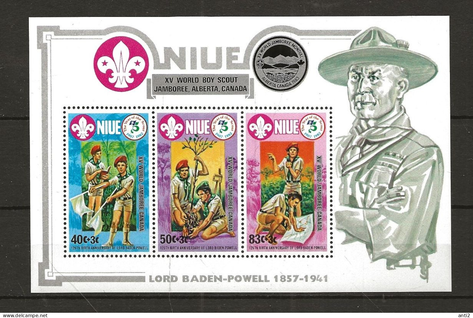 Niue 1983  125. Birthday Lord Robert Baden-Powell; 75  Year Scouts  Mi   Bloc 65 MNH(**) - Niue