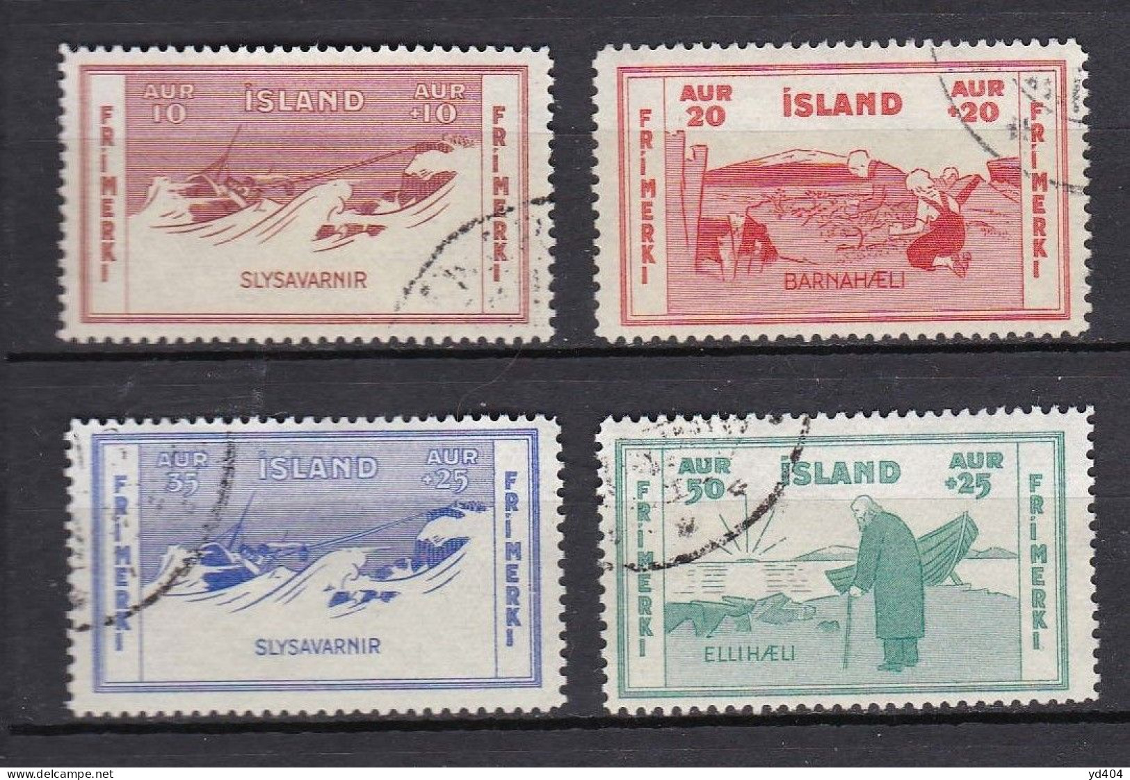 IS028 – ISLANDE – ICELAND – 1933 – MARITIME WORKS & RESCUE – SG # 201/04 USED 26 € - Usados