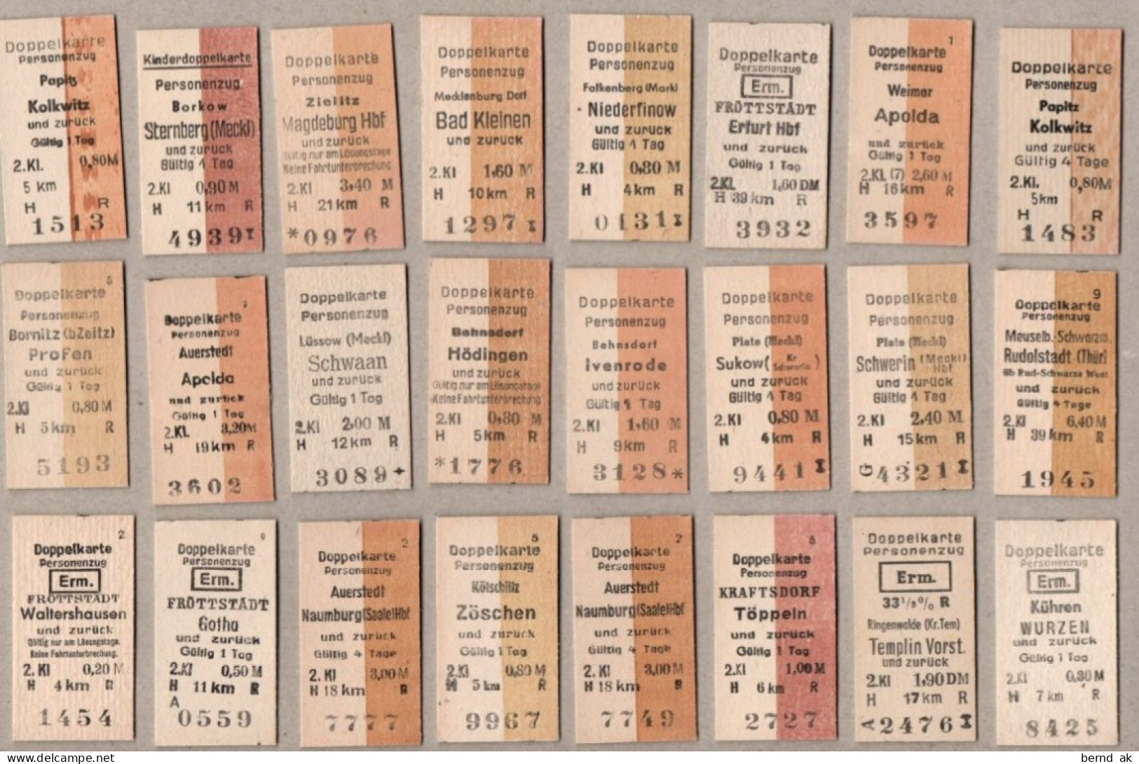 24] BRD (DR Der DDR)  - 24  Pappfahrkarten - Doppelkarten - Europa