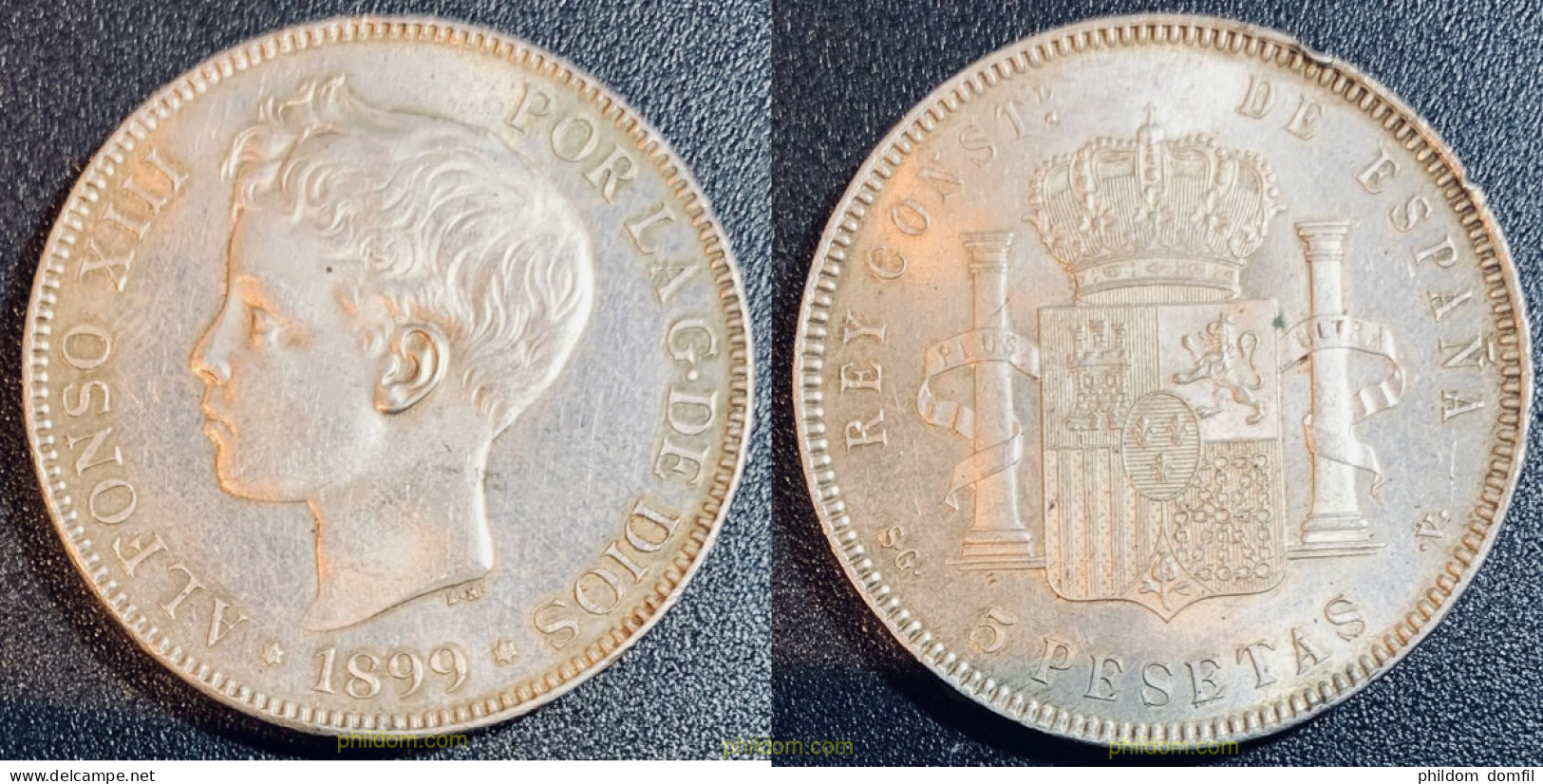 792 ESPAÑA 1899 ALFONSO XIII 5 PESETAS 1899 18-99 MADRID SG V - Colecciones