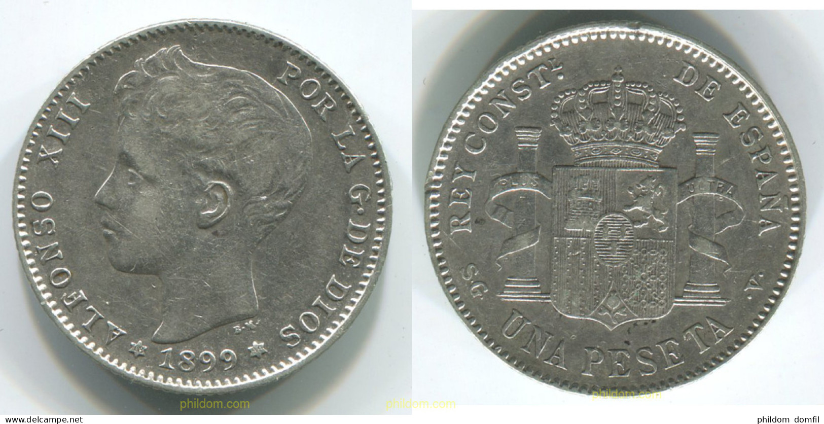 827 ESPAÑA 1899 ALFONSO XIII 1 Peseta 1899 SG V - Colecciones