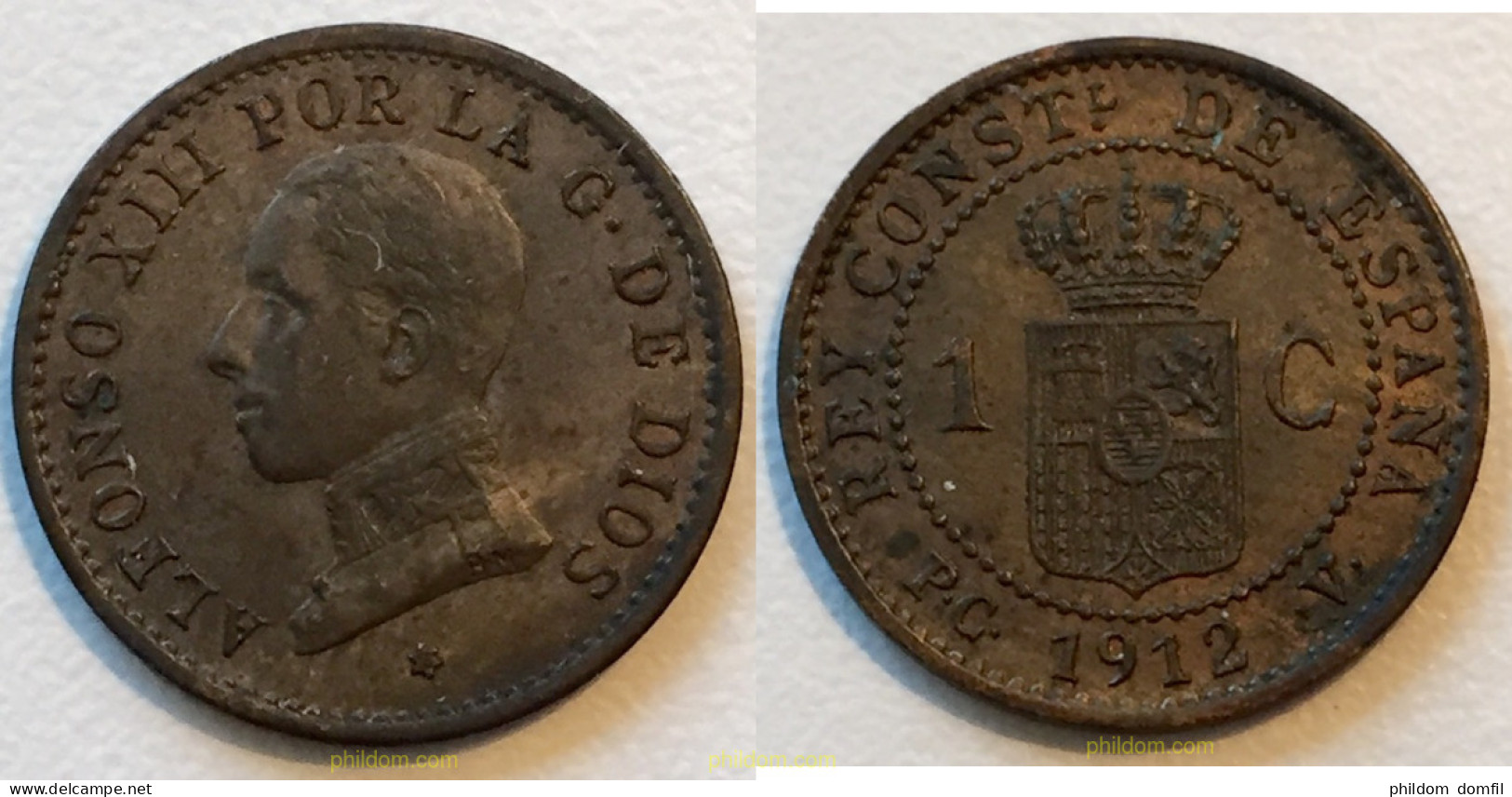 1610 ESPAÑA 1912 ALFONSO XIII 1 Ct. 1912 Madrid PC V - Collections