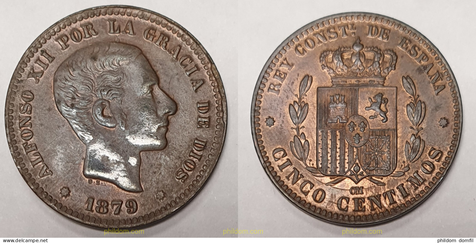 377 ESPAÑA 1879 ALFONSO XII 10 CENTIMOS BARCELONA OM 1879 - Colecciones