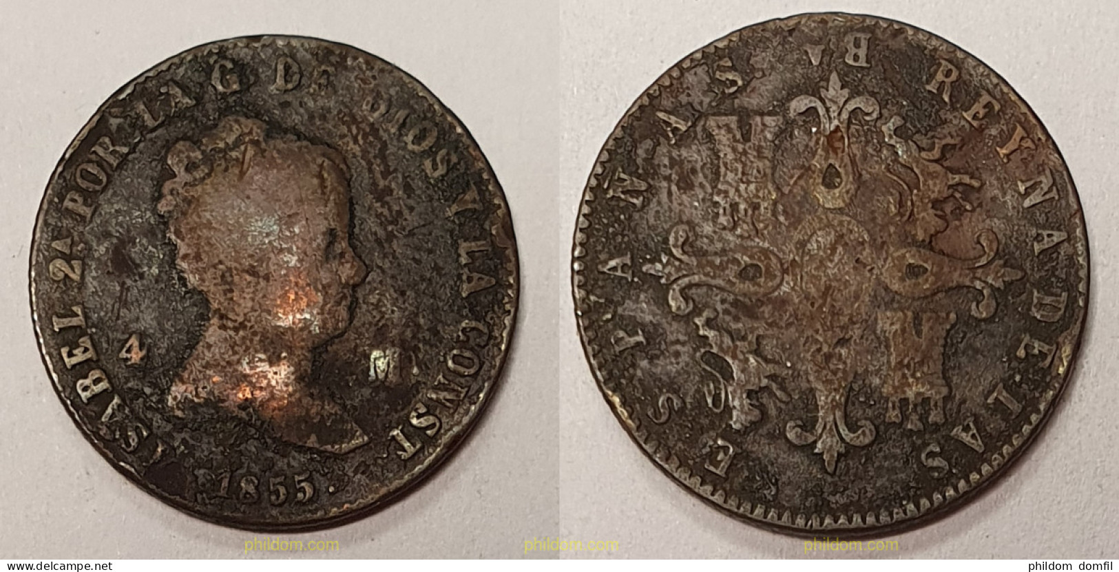 567 ESPAÑA 1855 ISABEL II. 1855 - 4 MADAVEDIS BARCELONA - Colecciones