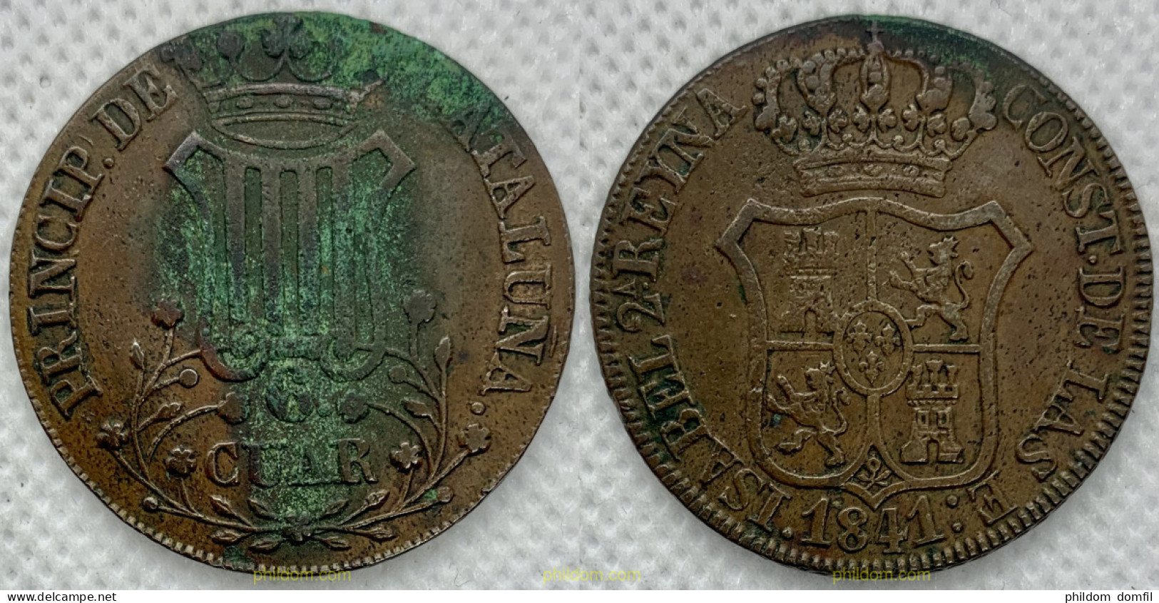 2325 ESPAÑA 1841 PRINCIPADO DE CATALUNYA ISABEL II 6 CUARTOS 1841 - Collections