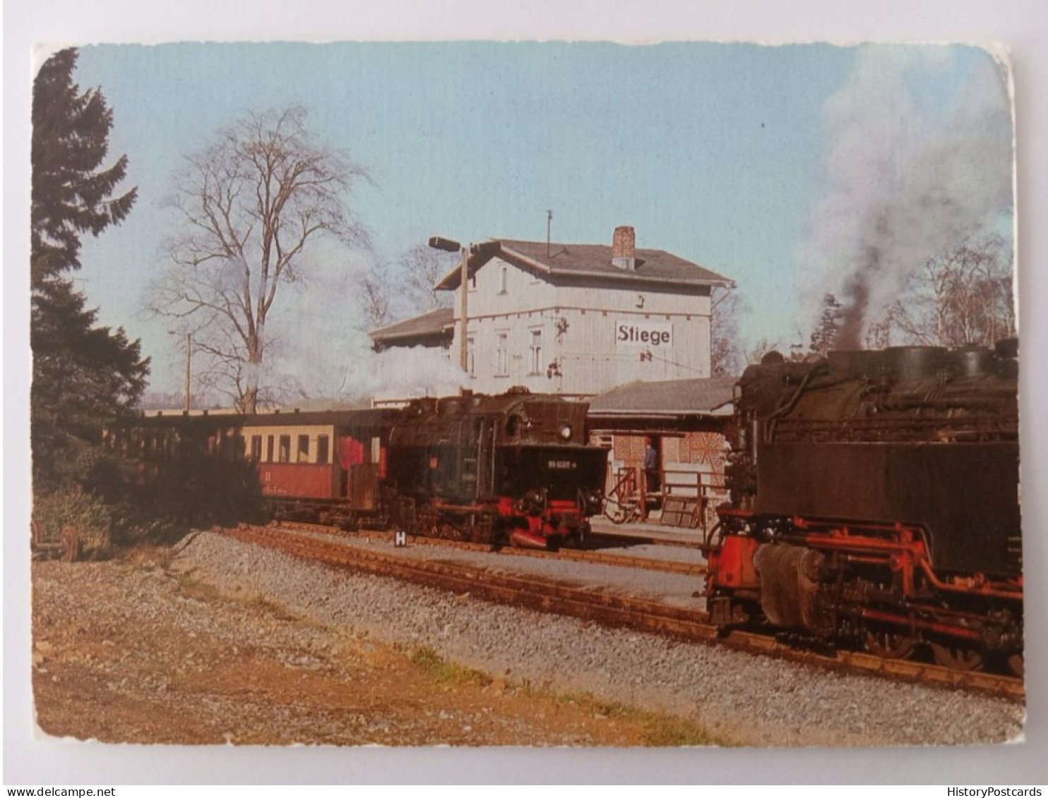 Selketalbahn, Bahnhof Stiege, Dampfeisenbahn, 1986 - Schierke