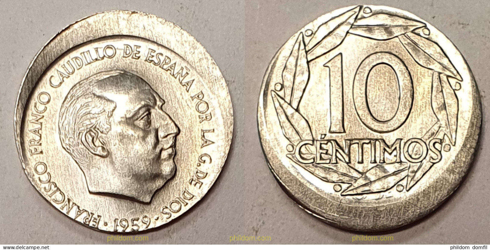 1143 ESPAÑA 1959 10 CENTIMOS 1959 ERROR DESPLAZADO - 10 Céntimos