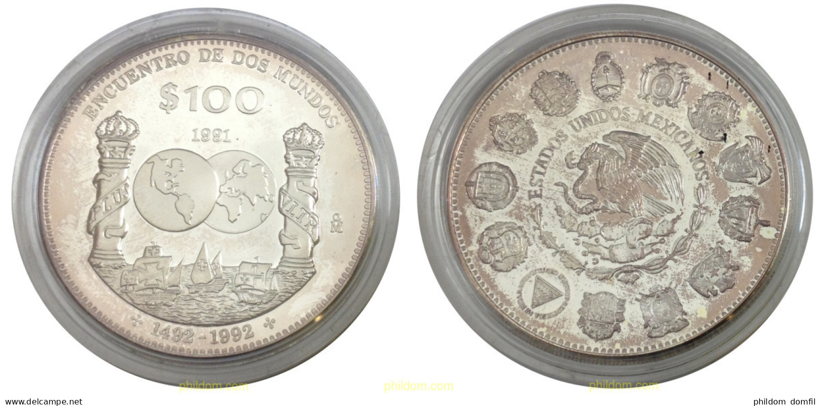 1214 ESPAÑA 1991 ENCUENTRO ENTRE DOS MUNDOS 1991 MEXIC 100$ SILVER - 10 Céntimos