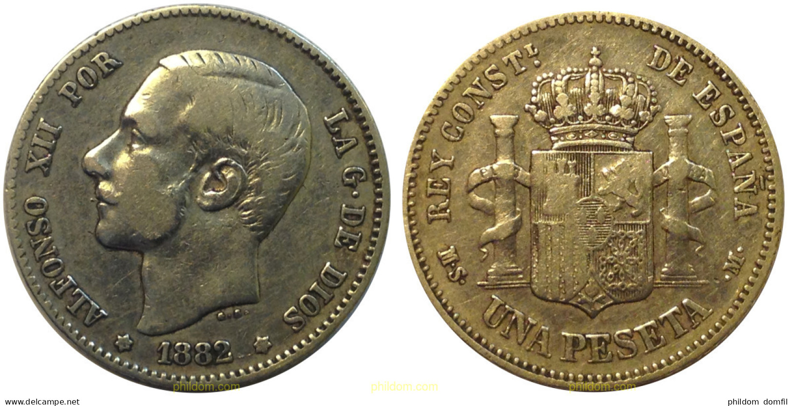 1330 ESPAÑA 1882 ALFONSO XII -1 PESETA 1882 - *18-*82 MS M - Collections