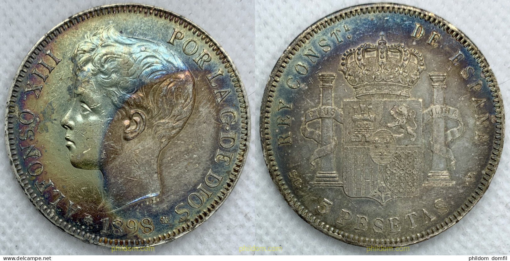 2401 ESPAÑA 1898 ALFONSO XIII 5 PESETAS 1898 SG V - Collezioni