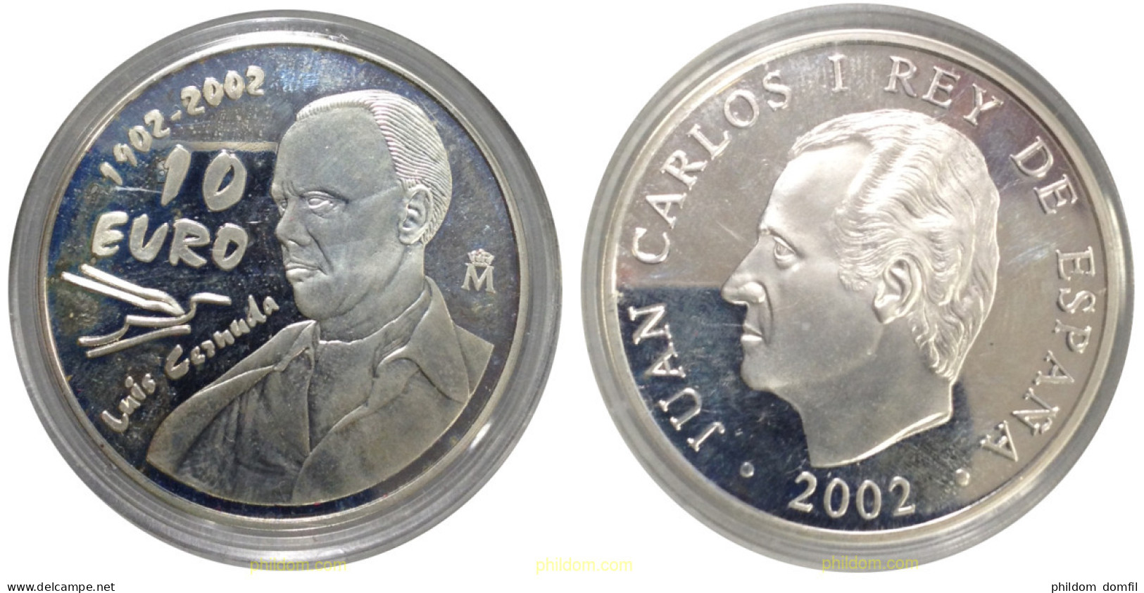 1426 ESPAÑA 2002 10€ SPAIN 2002 8 REALES LUIS CERNUDA. ESTUCHE OFICIAL - 10 Céntimos