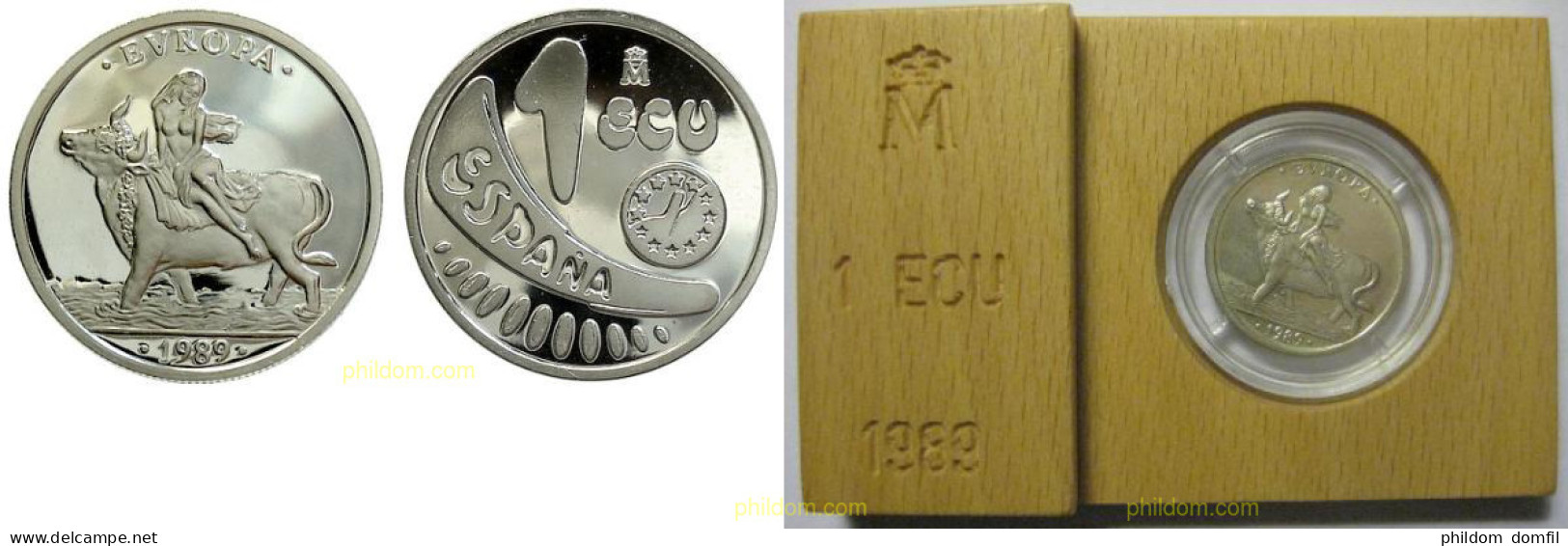 1424 ESPAÑA 1989 1 ECU 1989 PLATA - 10 Céntimos