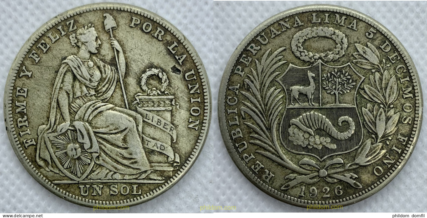 2185 PERU 1926 UN SOL 1926 PERU 1 SILVER PLATA - Perú