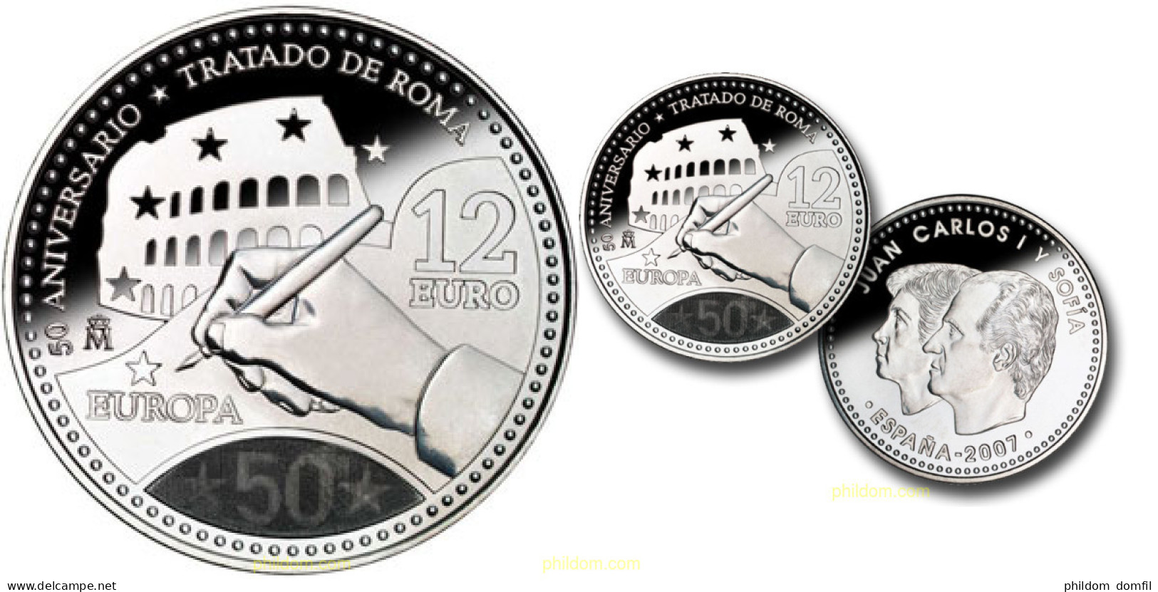 1712 ESPAÑA 2007 12 EUROS 2007 50 ANIVERSARIO DEL TRATADO DE ROMA - 10 Centesimi