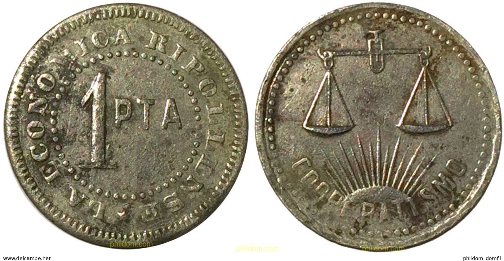 1806 ESPAÑA 1970 1 PESETA COOPERATIVISMO RIPOLL - 10 Centiemen