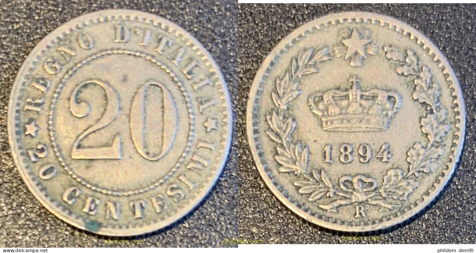 2236 ITALIA 1894 20 CENTESIMI 1894 ITALI ITALY SILVER - Te Identificeren