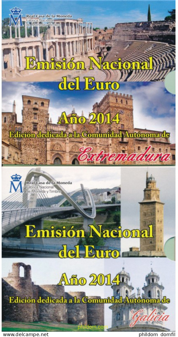 2031 ESPAÑA 2014 ESPAÑA 2014 EUROS EN CARTERA OFICIAL - AUTONOMÍAS EXTREMADURA Y GALICIA (2 CARTERAS) - 10 Céntimos