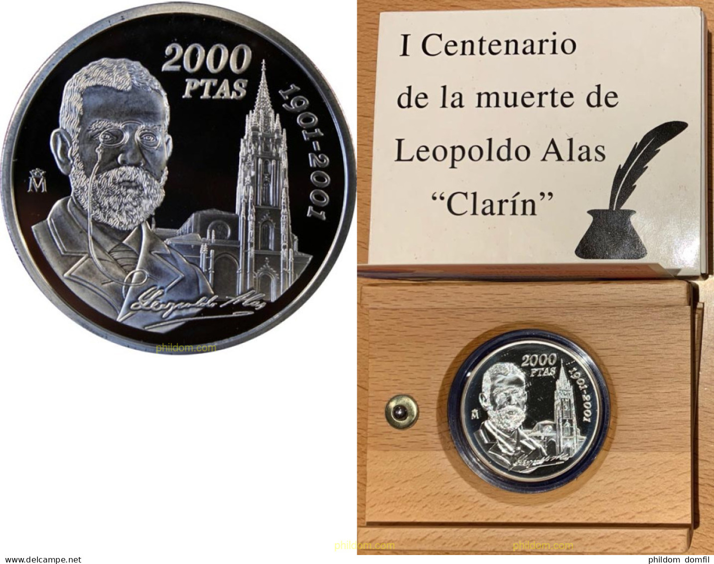 2069 ESPAÑA 2001 2000 PESETAS 2001 LEOPOLDO ALAS CLARIN PLATA - 10 Céntimos