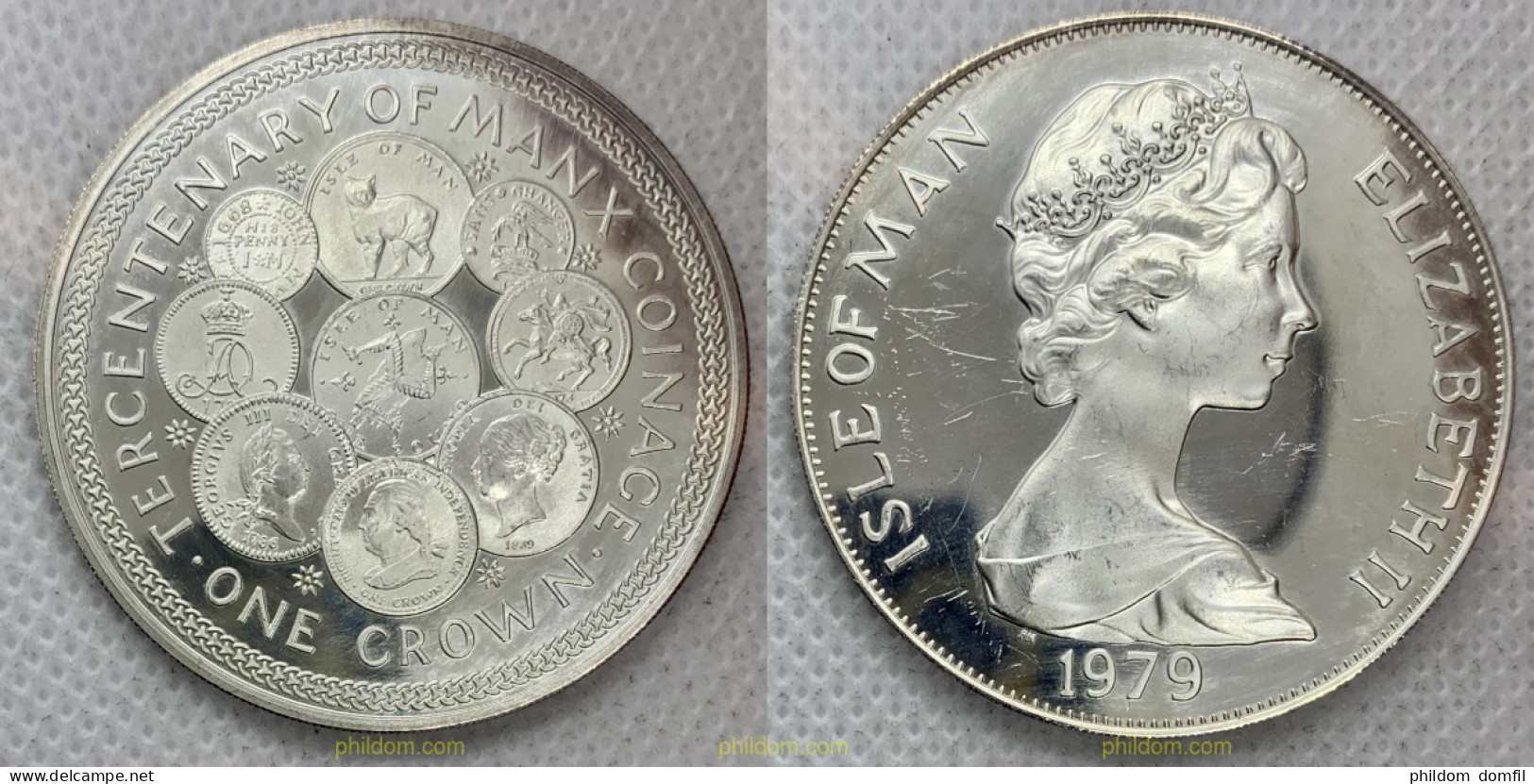 2623 MAN 1979 MAN 300 ANIVERSARIO 1 CROWN 1979 SILVER PLATA - Eiland Man