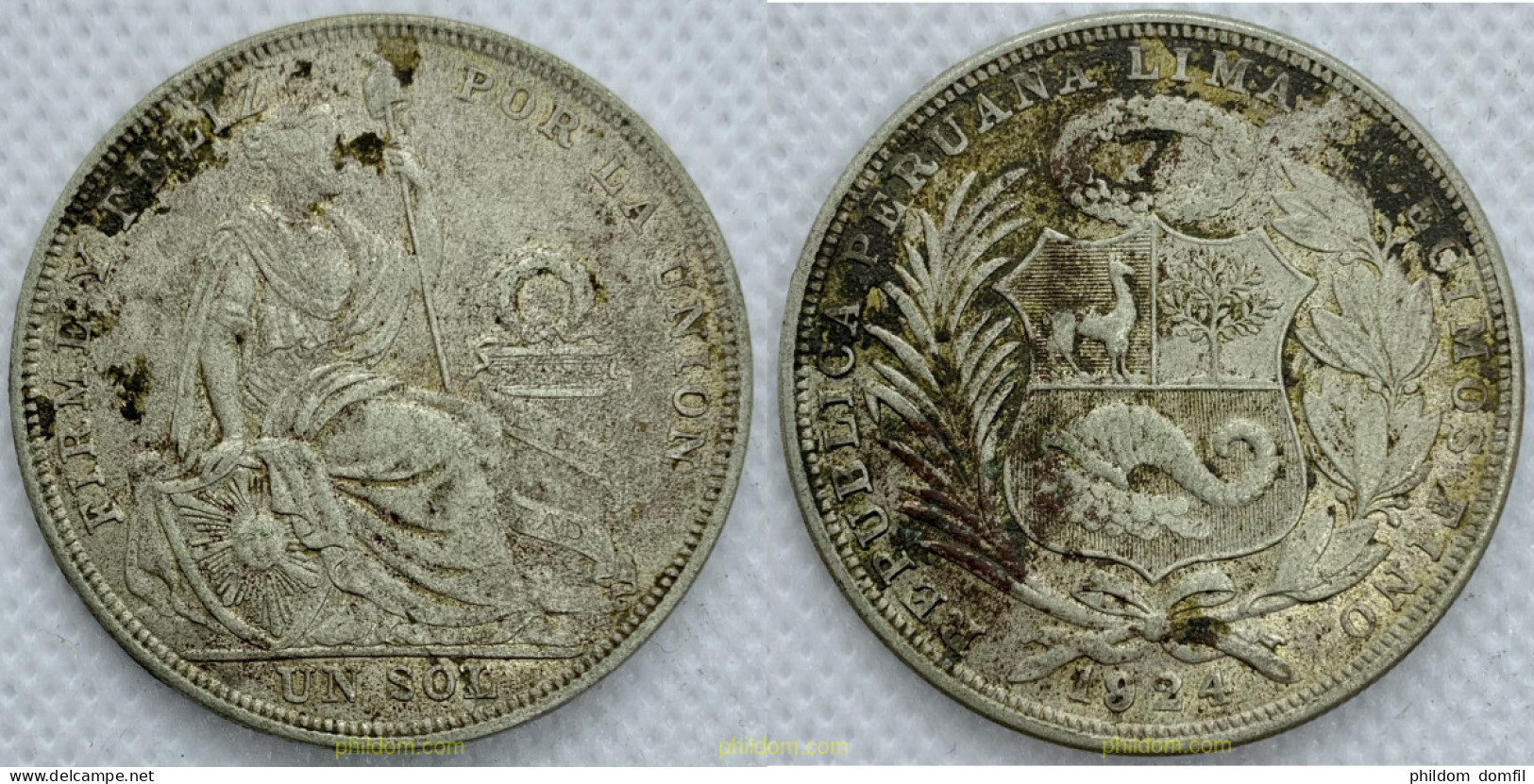 2186 PERU 1924 UN SOL 1925 PERU 1 SILVER PLATA - Perú