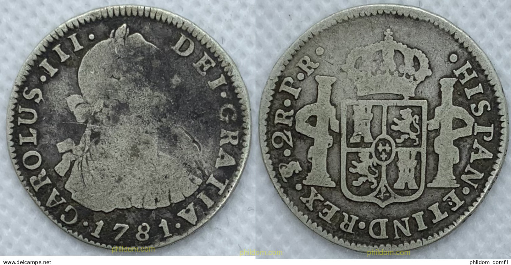 2175 ESPAÑA 1781 CARLOS III 1781 2 REALES PR POTOSI - Collections