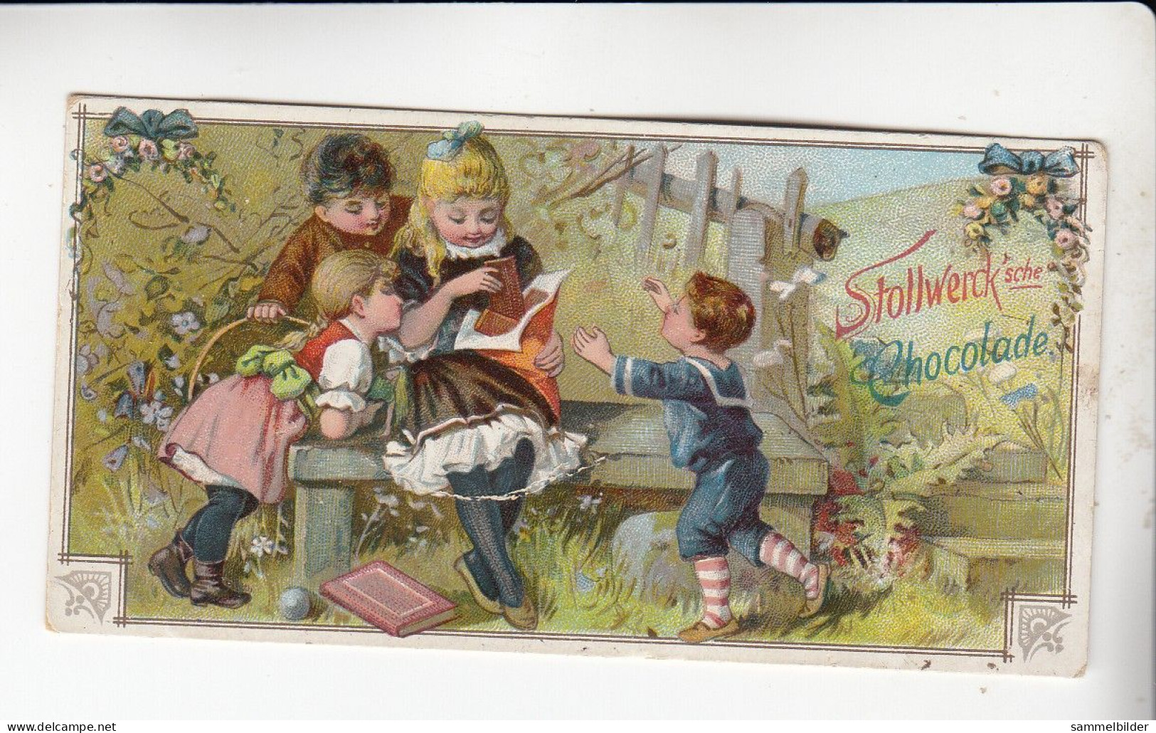 Stollwerck Album No 1  Kinderbilder Lieschen Auf Bank Chocolade Verteilend Gruppe 3 #10  Von 1897 - Stollwerck