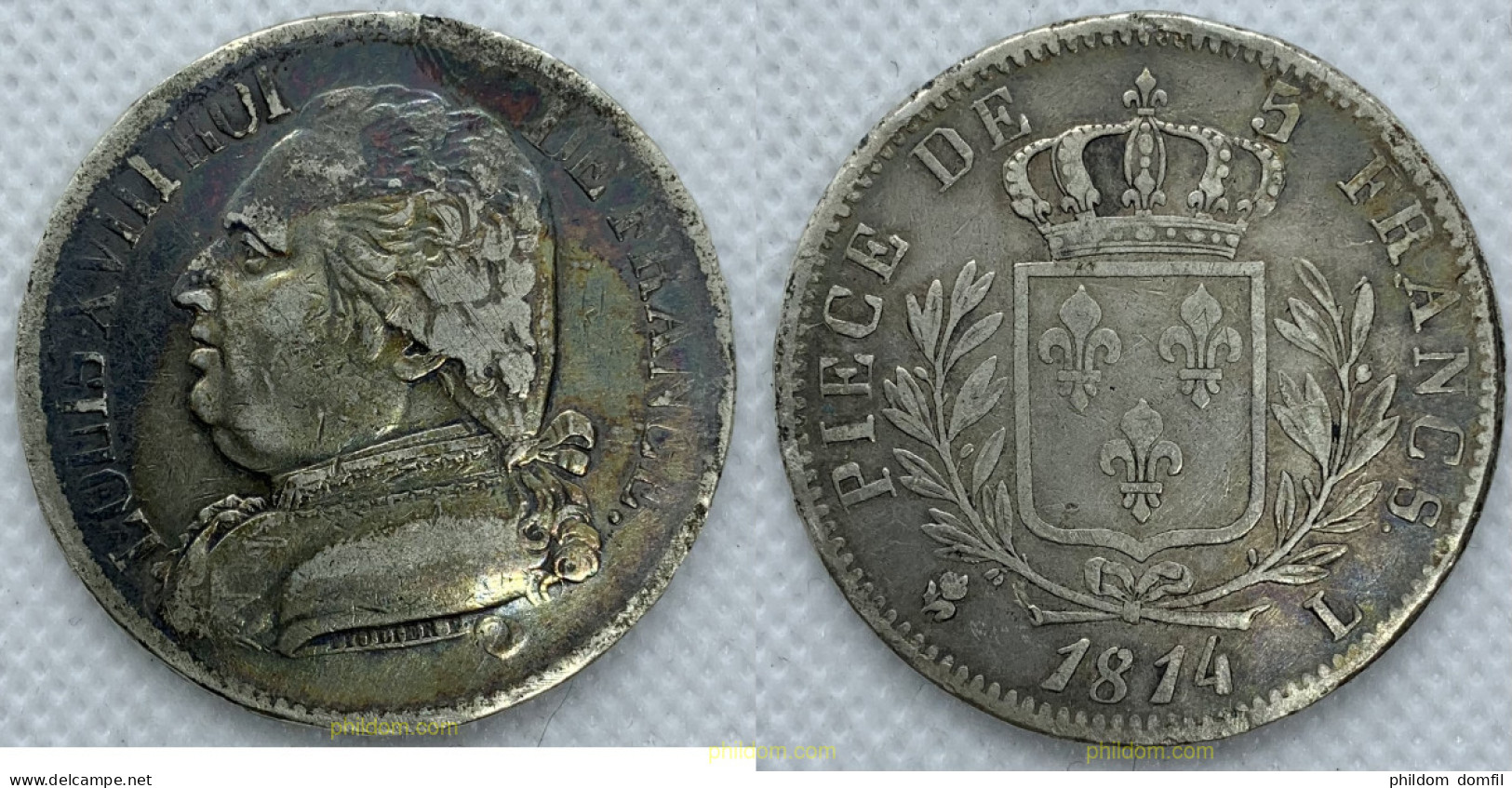 2284 FRANCIA 1814 LOUIS XVIII 5 FRANCS 1814 L - Other & Unclassified