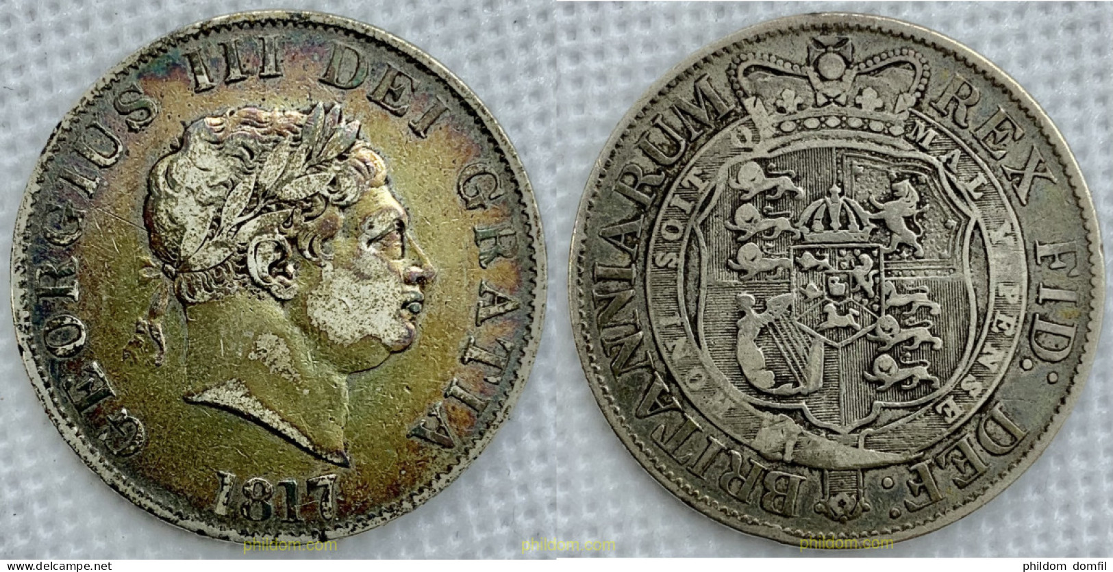 2294 GRAN BRETAÑA 1817 GREAT BRITAIN GEORGIUS III 1817 SMALL HEAD HALF CROWN 1/2 CORONA CROWN - Guinea