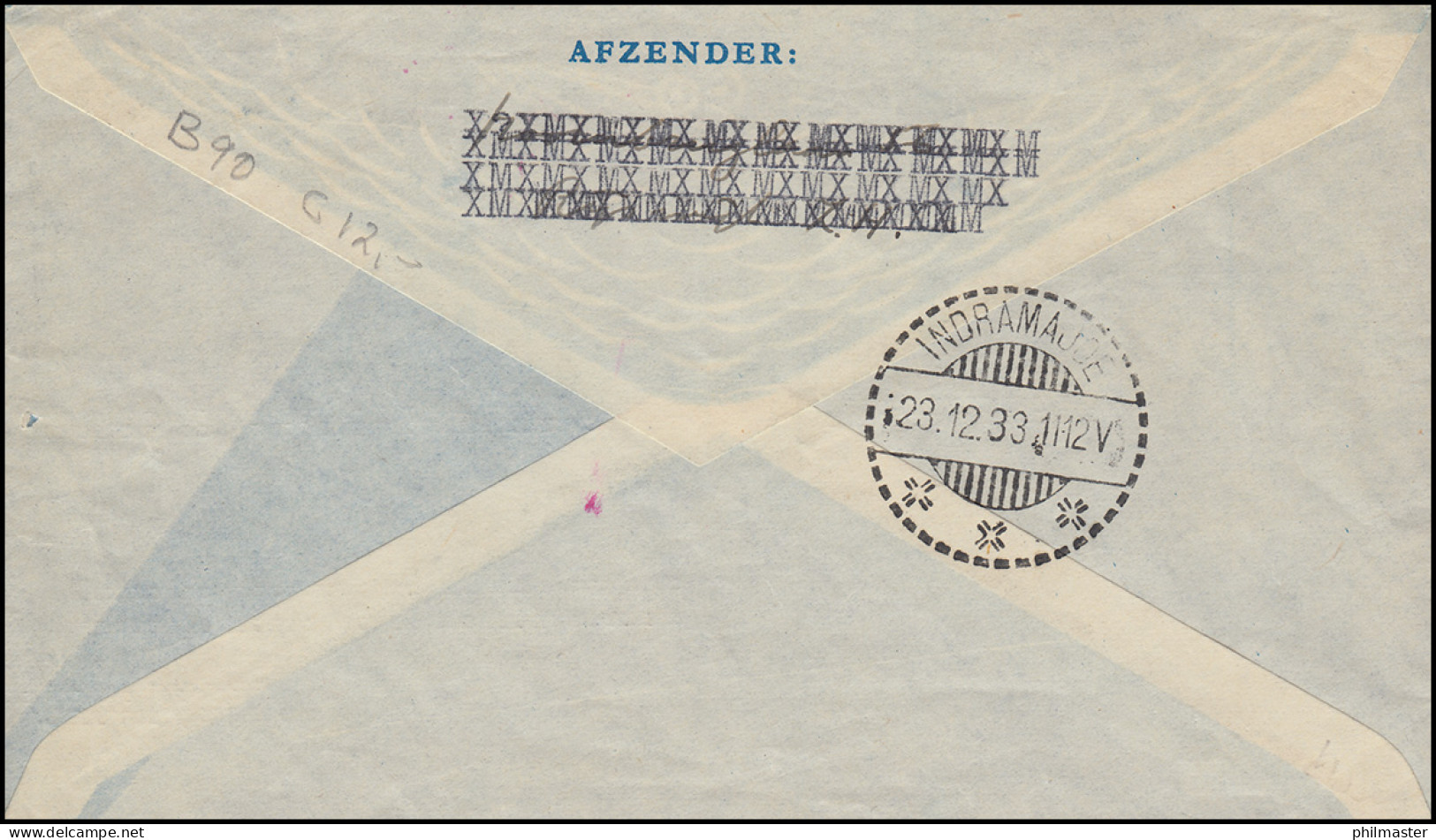 Flugpost ZILVERMEEUW Amsterdam-Batavia 18.12.1933 Brief Ab RIJSWIJK 16.12.33 - Luchtpost
