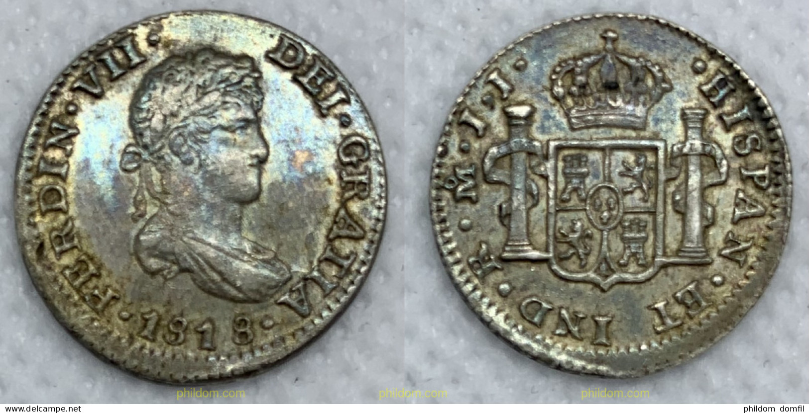 2421 ESPAÑA 1818 FERNANDO VII 1818 1/2 REAL JJ MEXICO - Verzamelingen