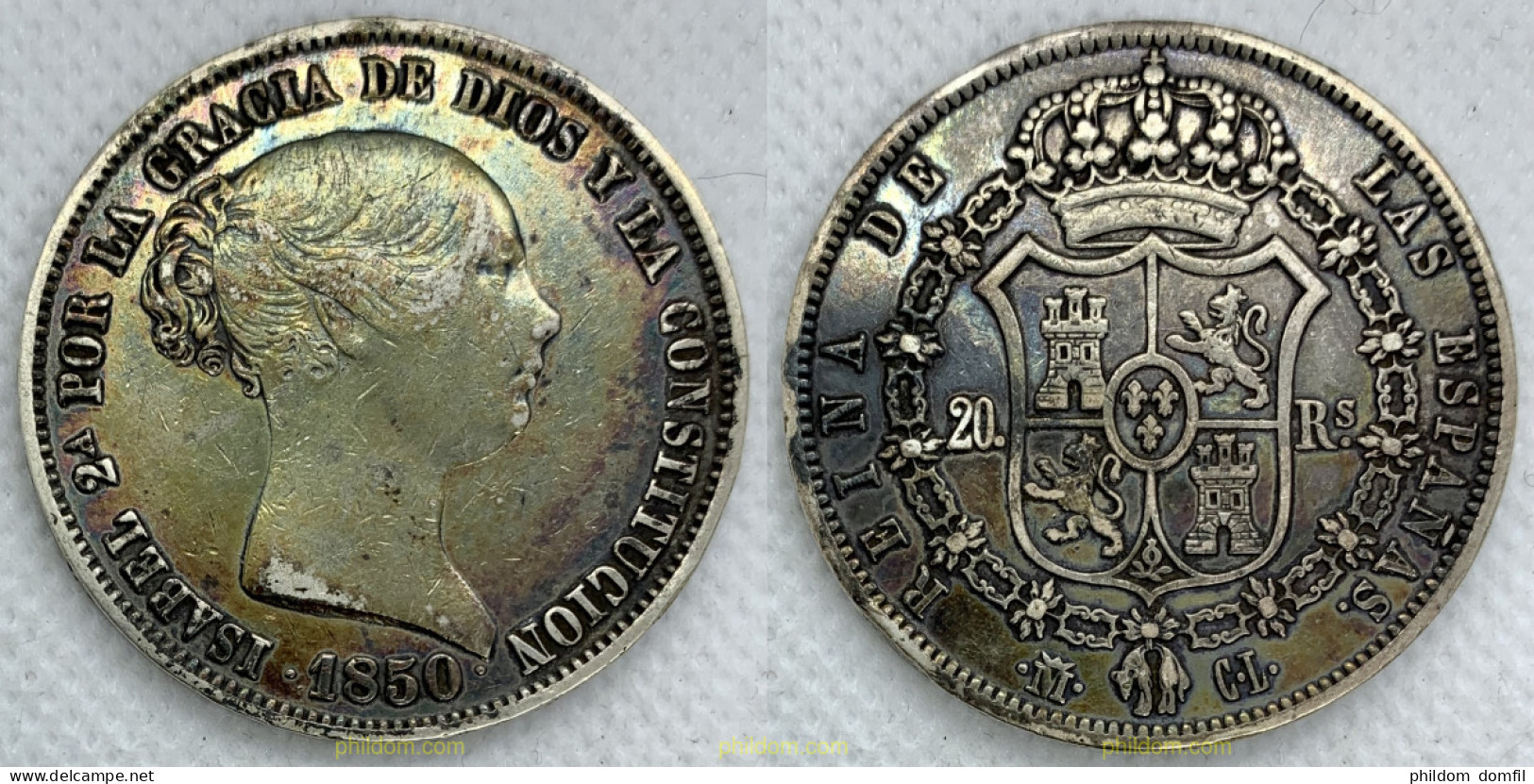 2435 ESPAÑA 1850 SPAIN ISABEL II 1850 CL 20 REALES - Collezioni