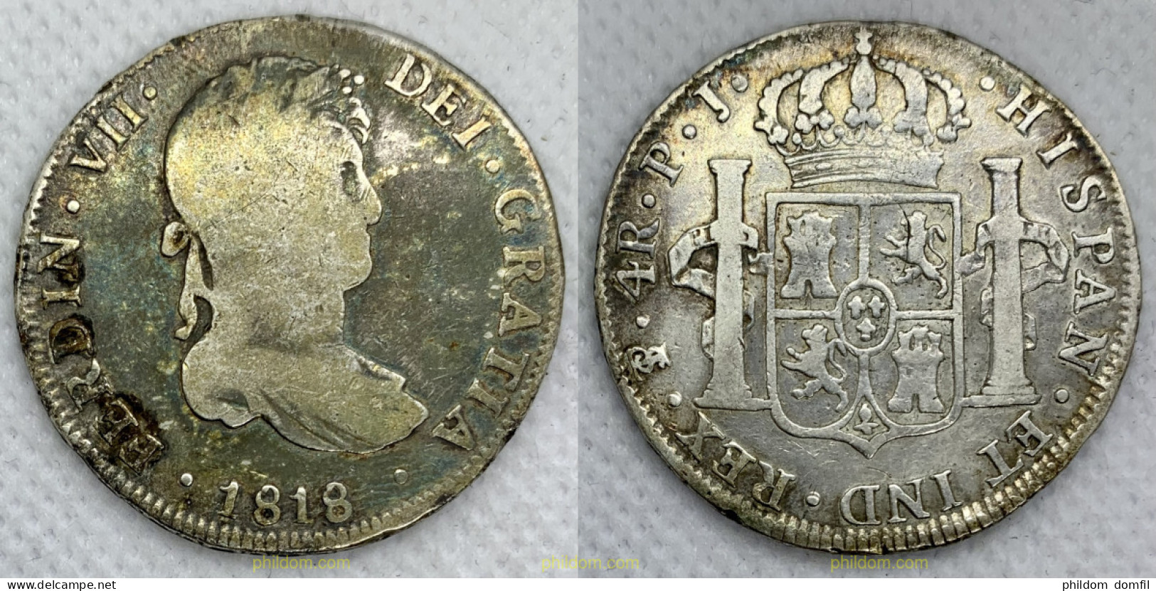 2458 ESPAÑA 1818 FERNANDO VII 1818 4 REALES PJ - Colecciones