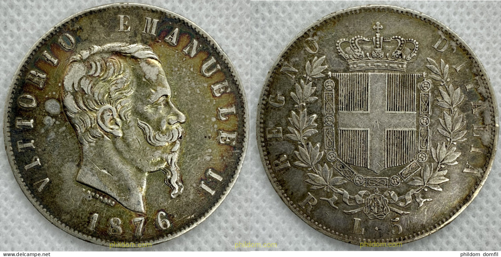 2542 ITALIA 1876 ITALY 5 LIRE 1876 VITTORIO EMANUELE II - Da Identificare