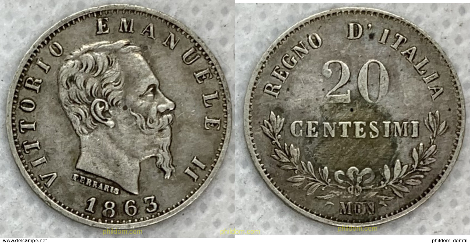 2574 ITALIA 1863 VITTORIO EMANUELE II 20 CENTESIMI 1863 - Da Identificare