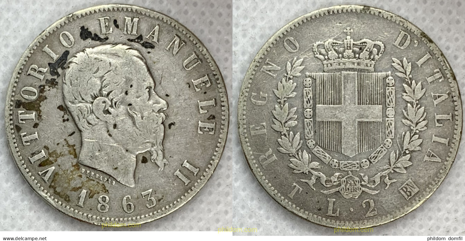 2575 ITALIA 1863 VITTORIO EMANUELE II 2 LIRE 1863 - A Identificar