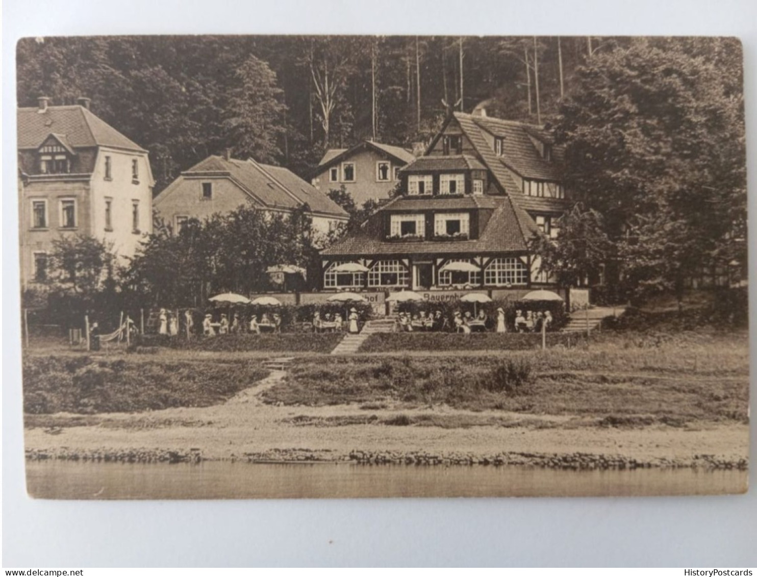Pötzscha-Wehlen, Hotel-Restaurant Bauernhäus'l, Elbe, 1925 - Wehlen